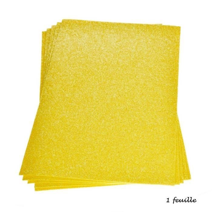 Packung mit 5 Platten glitzerndem, thermoformbarem Schaumgummi, 20 x 30 cm, 2 mm dick, Créasoft – gelb