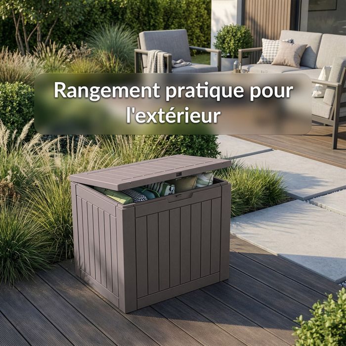 Coffre de jardin résistant aux intempéries - Marron 118L