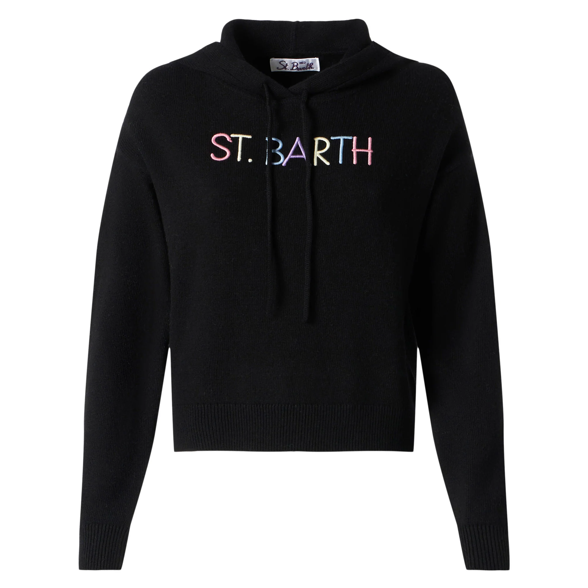 Felpa corta in maglia con ricamo St. Barth