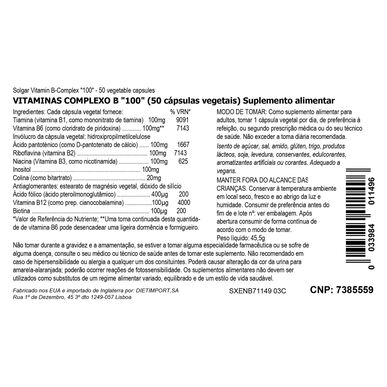 Solgar Vitamin B-komplexkapslar 100 50 kapslar 50 kapslar