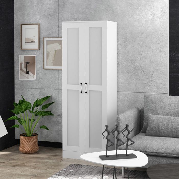 HOMCOM - Armoire de rangement - Panneau de particules - 60x36.5x175cm - Blanc