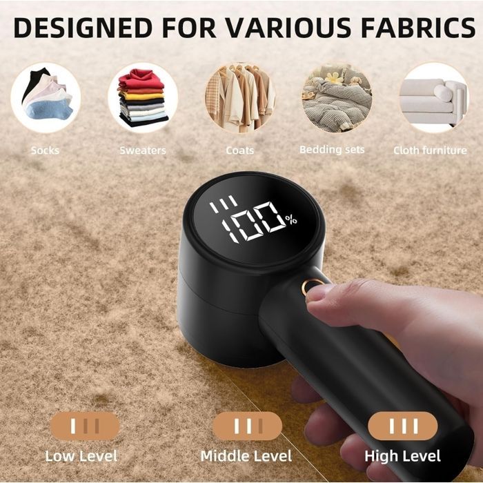 Rasoir anti-bouloches rechargeable avec écran LCD – Haute performance et design moderne