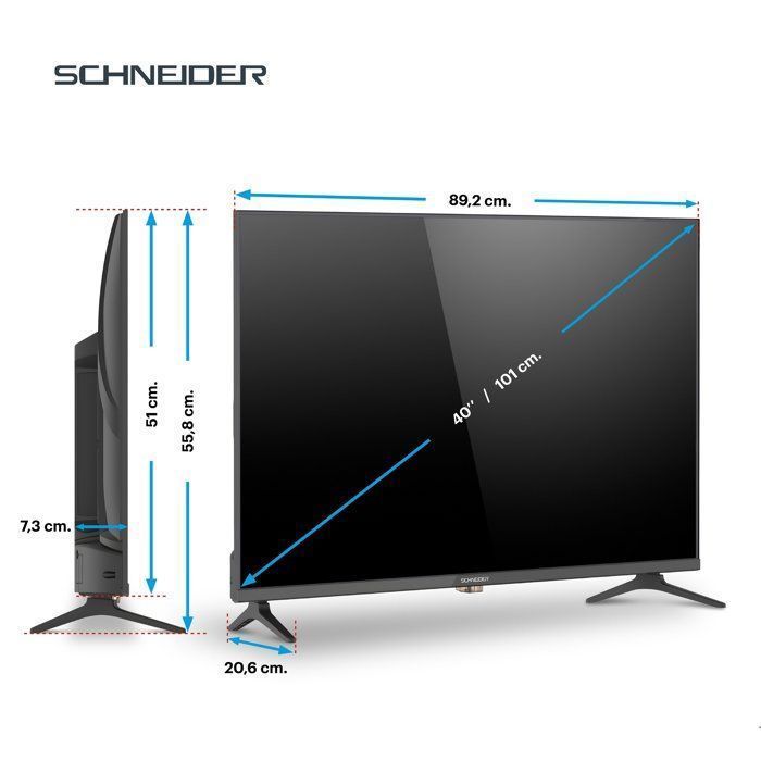 SCHNEIDER - 40A2 - 100 cm (40 inch) FHD LED TV - Vidaa Smart TV - 1920x1080p - Netflix, Prime Video, Disney+ - 3x HDMI - 2x USB - Hotelmodus