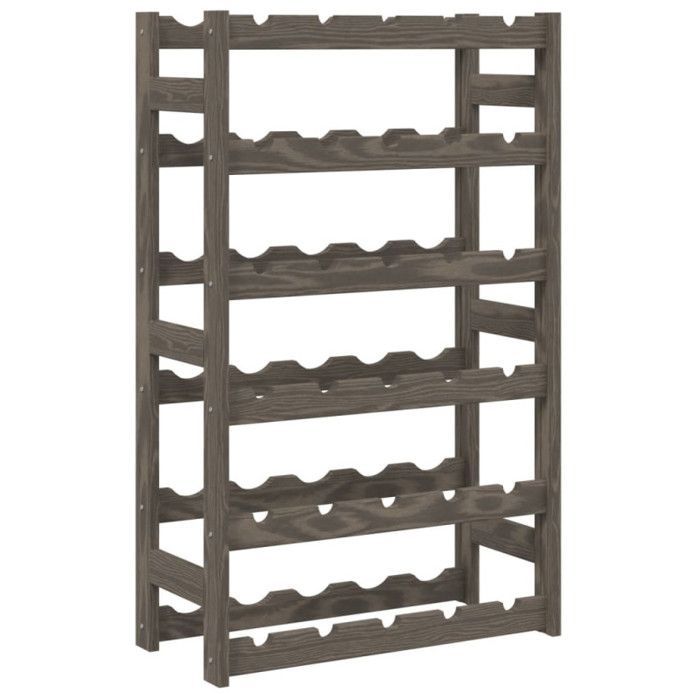 vidaXL Flaschenregal für 30 Flaschen, Grau, Massivholz Kiefer, 373380
