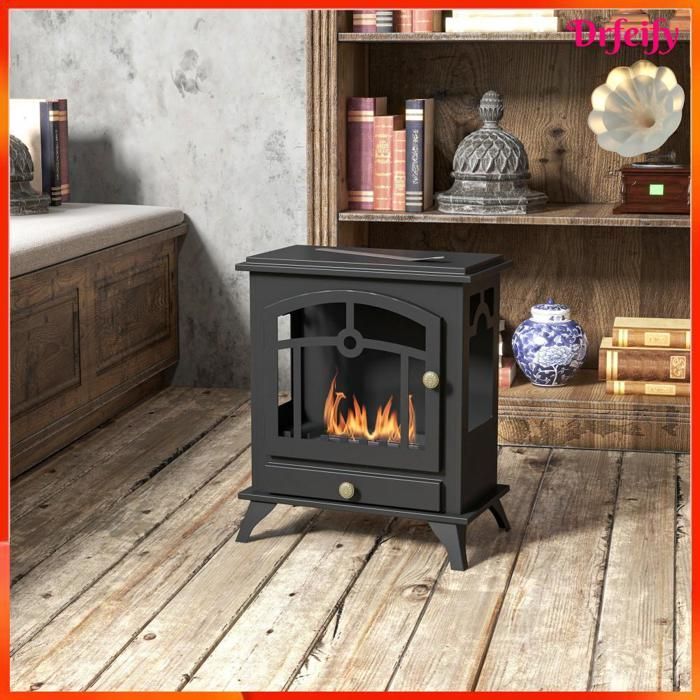 Chimenea de bioetanol independiente - AKOZON - 8571 - Quemador de 1,2 L - Autonomía aproximada de 3 horas - Acero negro