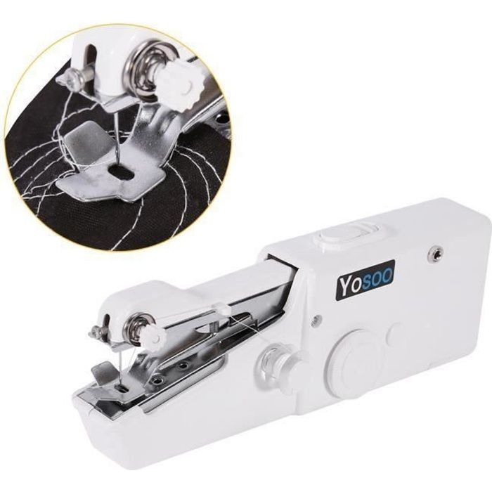 Mini machine à coudre électrique portable sans fil - Blanc - Point unique - Compacte et légère