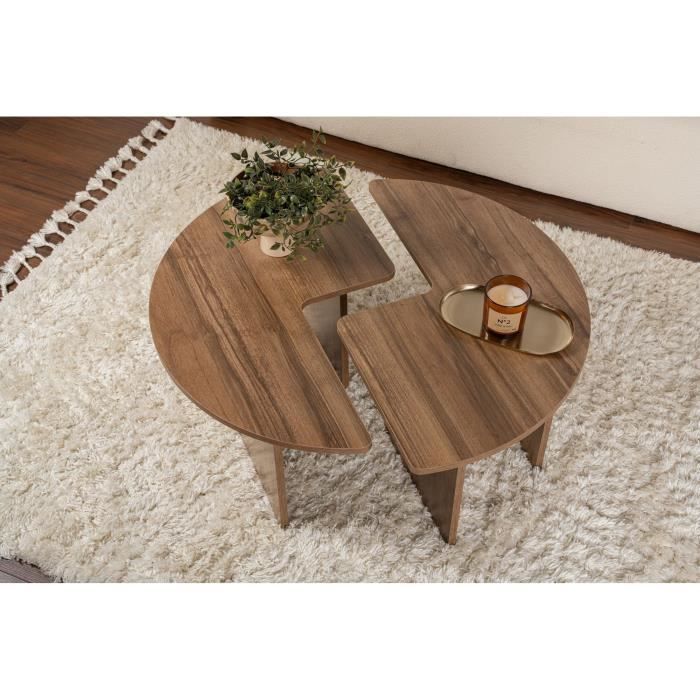 Mesa de centro - MOIRA - Redonda - Nogueira - 90 x 90 x 41 cm