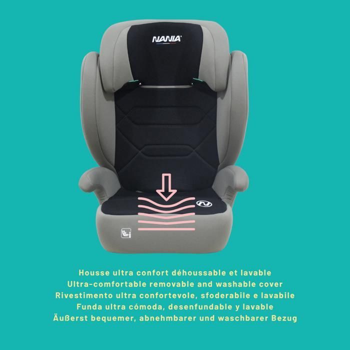 NANIA Siège auto enfant Belem 2 en 1 I-size 100-150 cm-Groupe 2/3- environ 4-12 ans - Protection Latérale - Appui-tête Réglable