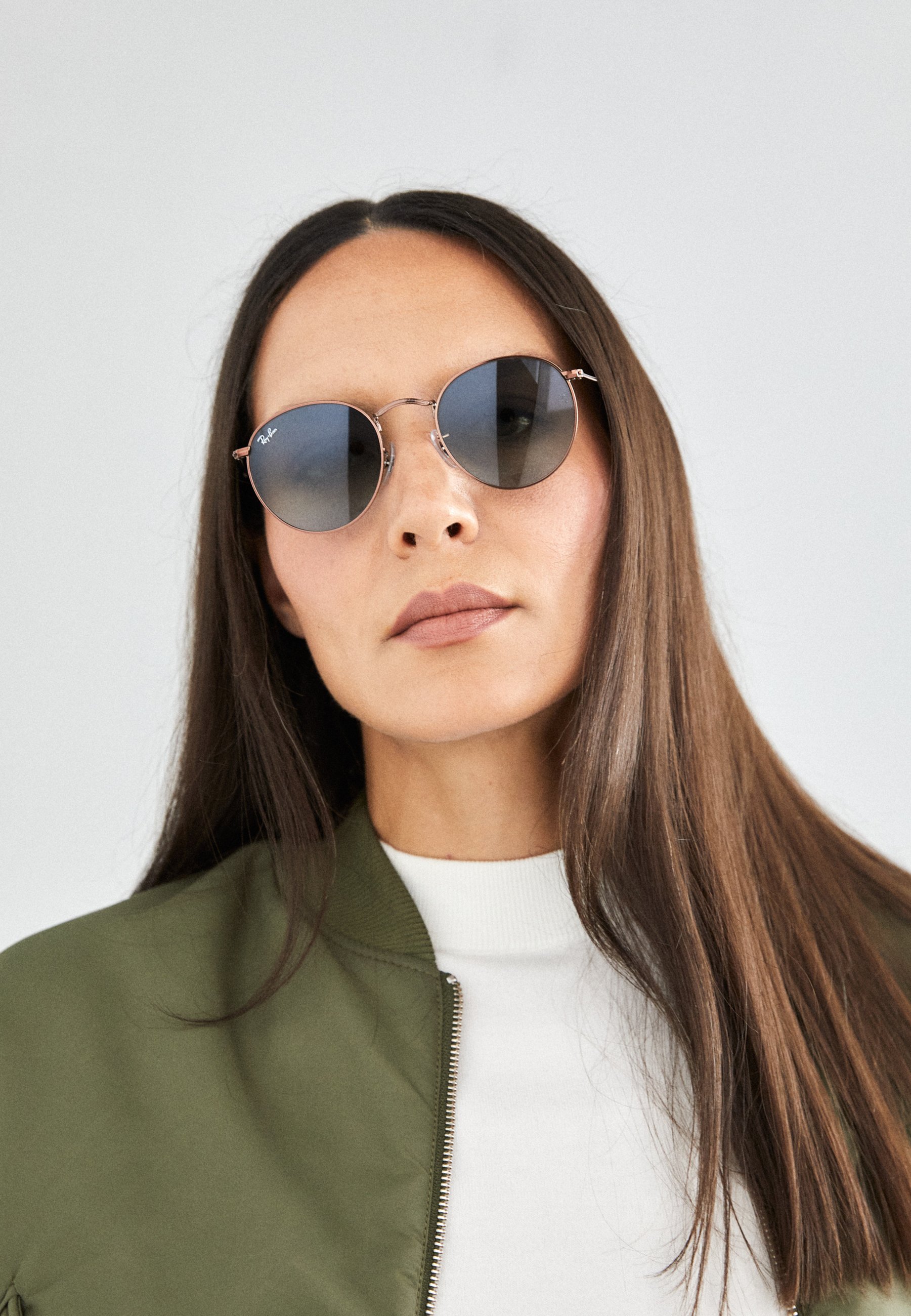 Óculos de sol Ray-Ban redondos unissex - lentes azul degradê marrom