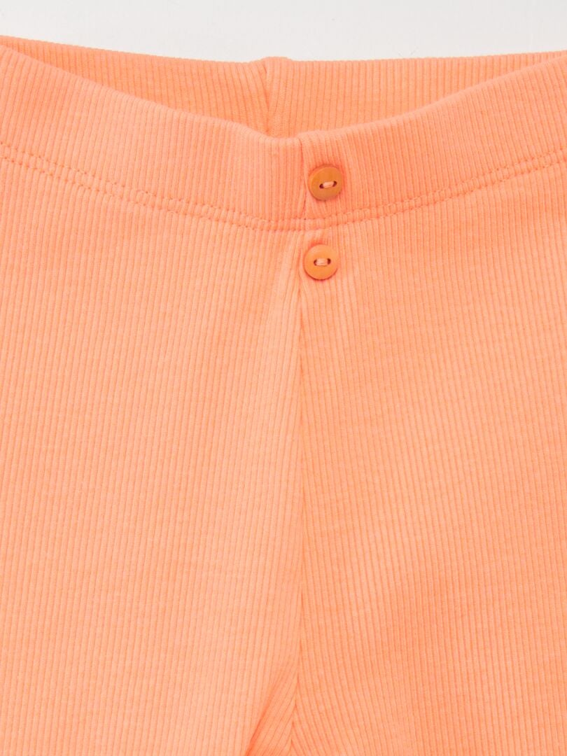 Effenkleurige ribgebreide legging - ORANJE