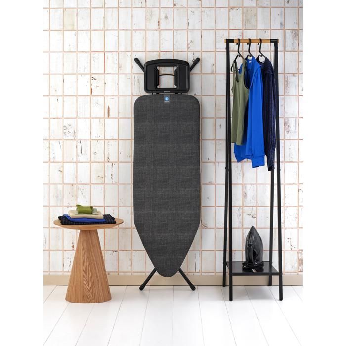 Tabla de planchar Brabantia C, 124x45 cm, Soporte para plancha de vapor sólido - Negro denim