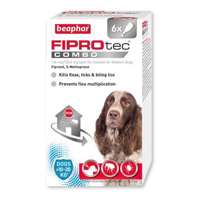 beaphar FIPROtec® COMBO Floh- und Zeckenmittel Spot-On für Hunde - M (10-20 kg)