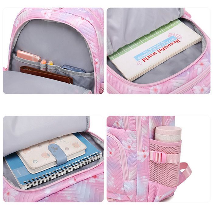 Sac à Dos Enfant,   Fille Primaire de Grande Capacité Cartable, Sacs Scolaires Imperméable Durable pour étudiant-Rose
