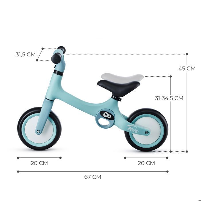 Draisienne Bébé Kinderkraft TOVE, Légère, Roues Mousse EVA, Selle Réglable, Poignées Antidérapantes, Jusqu’à 25kg, Summer Mint
