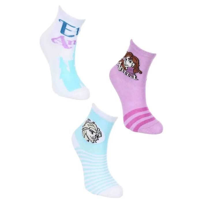 Juego de 3 pares de calcetines de algodón para niña con estampado de 