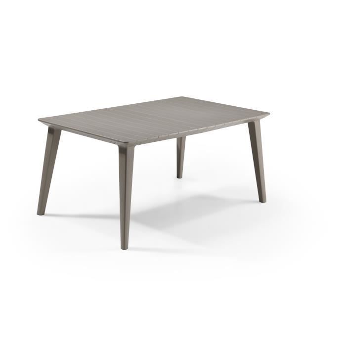 Mesa ALLIBERT GARDEN LIMA 160x100cm - Capuchino + 3 juegos de 2 sillones AKOLA Blanco - Resina
