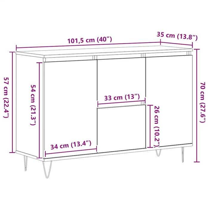 Aparador vidaXL, mueble auxiliar con patas, unidad de almacenamiento, organizador para sala de estar, madera blanca 827204