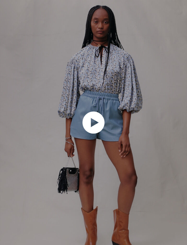 Kunstleren shorts - Blauw