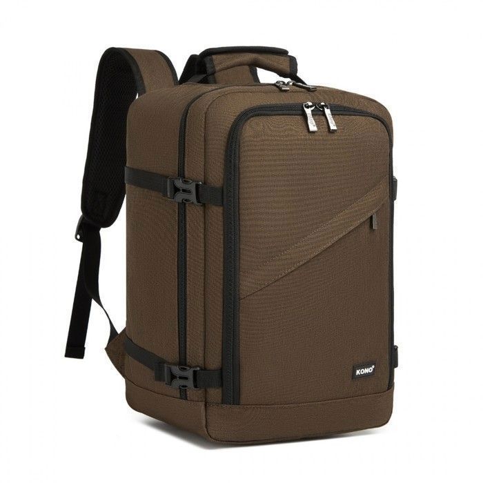 Mochila Kono de 40x20x30cm, apta para equipaje de mano según las normas de Ryanair, 24L, para colocar debajo del asiento en el avión, para mujeres y hombres, color marrón.