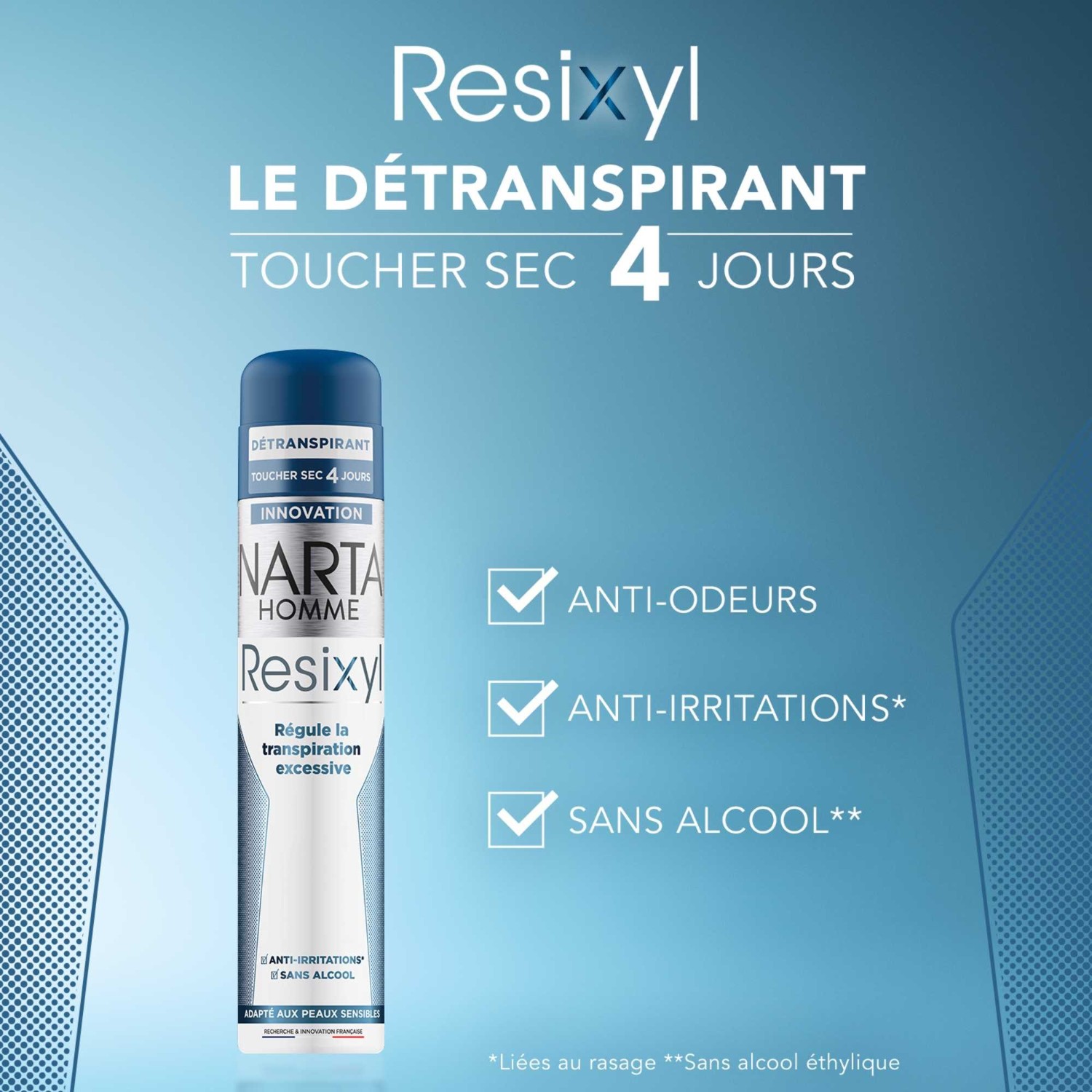 Narta Resixyl Détranspirant homme toucher sec 4 jours