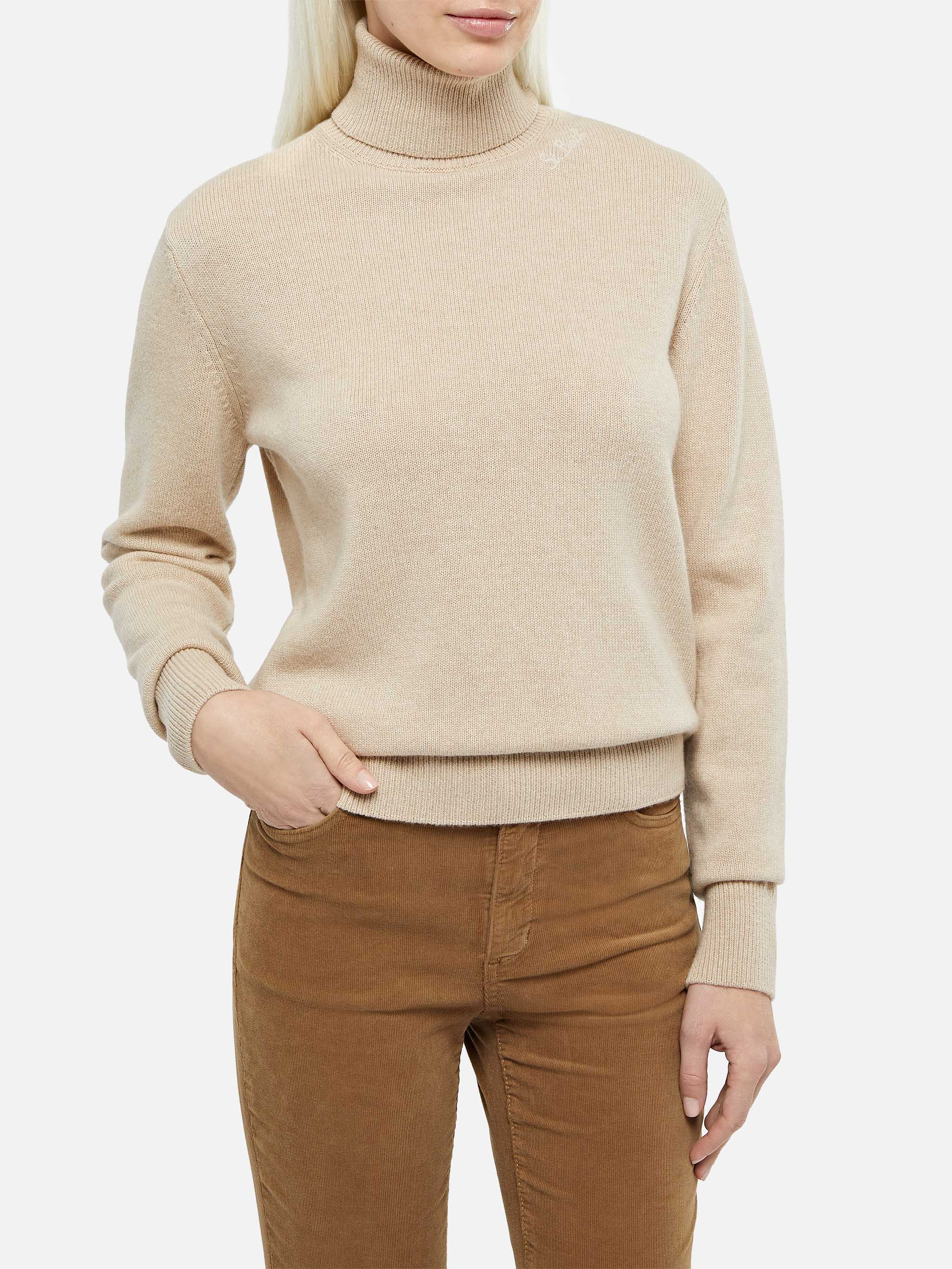 Moody damestrui van fijn geribbeld beige