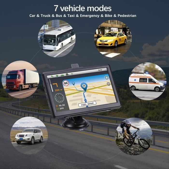 GPS para coche y camping, GPS para coche con guía por voz, con asistente de carril y puntos de interés, 7 pulgadas, FUROKOY