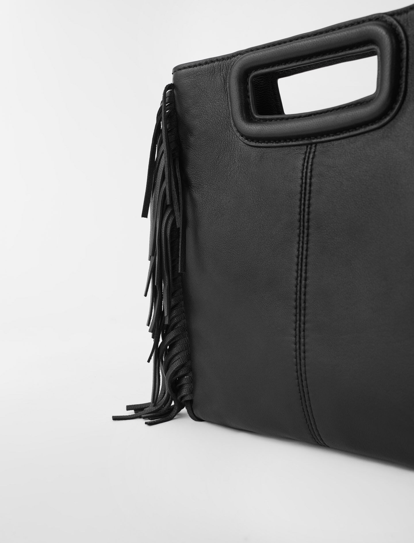 Tas in maat M met gladde leren franjes - Blauw/Grijs