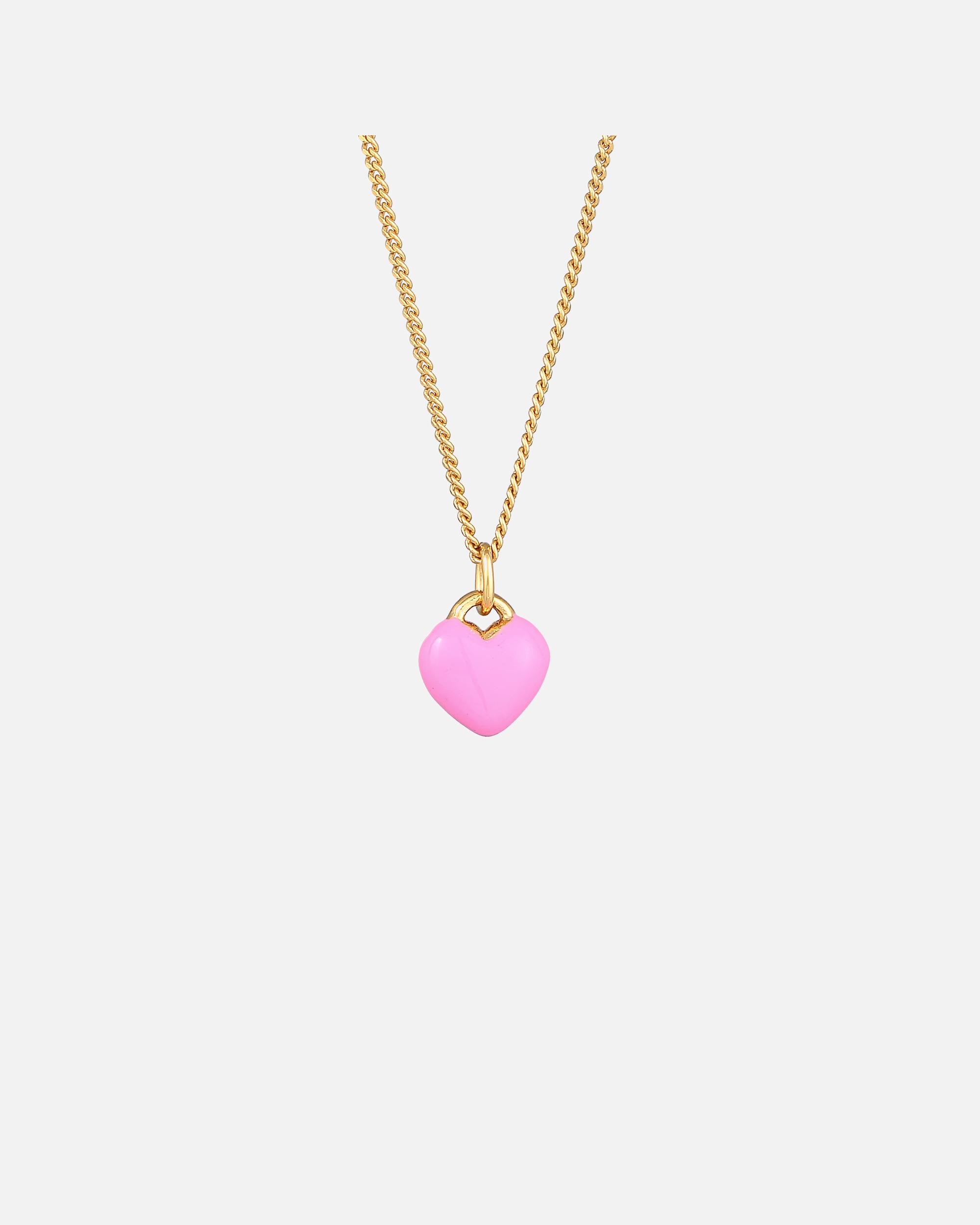 Elli Enfants Pendentif Coeur Mignon avec émail rose en argent sterling 925 plaqué or