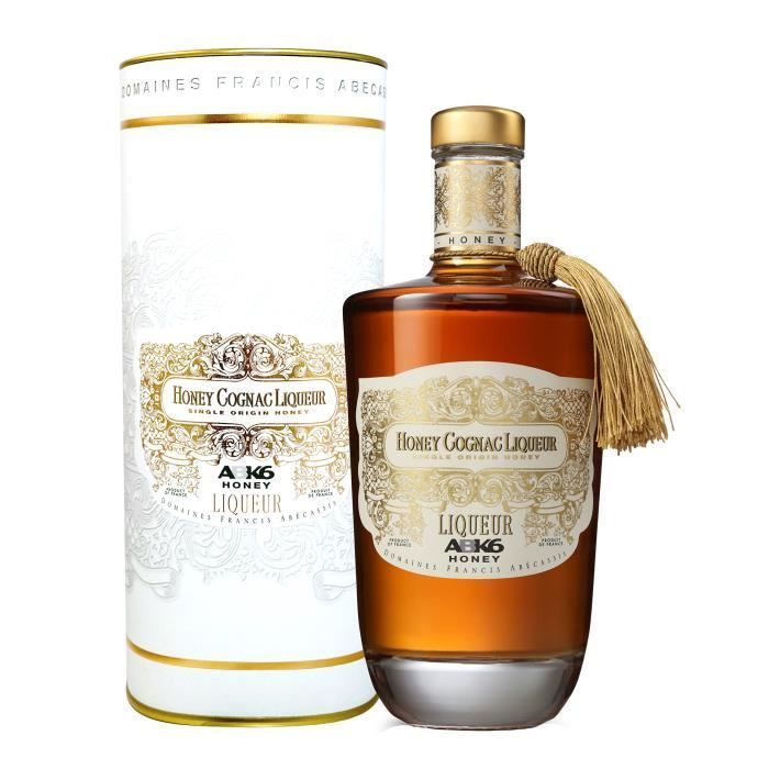 Licor de miel ABK6 con coñac - Botella de 70 cl, lata de 40°