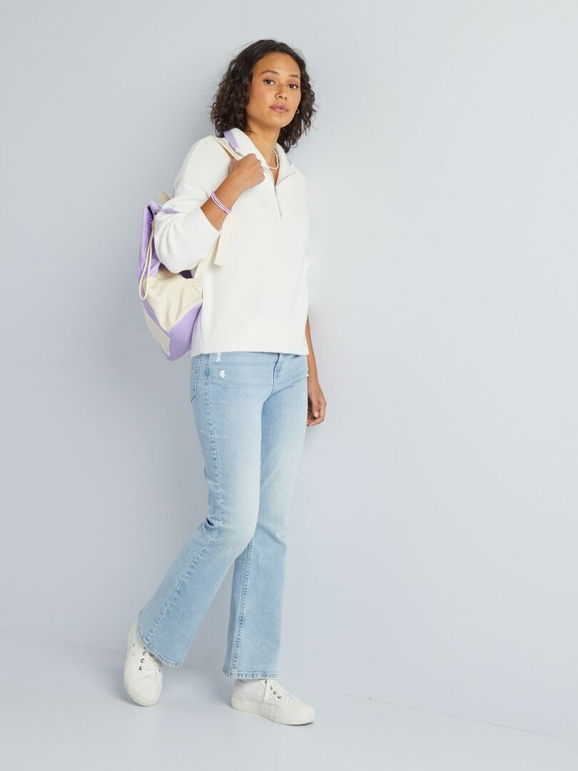 Jersey de cuello alto con cremallera - BLANCO