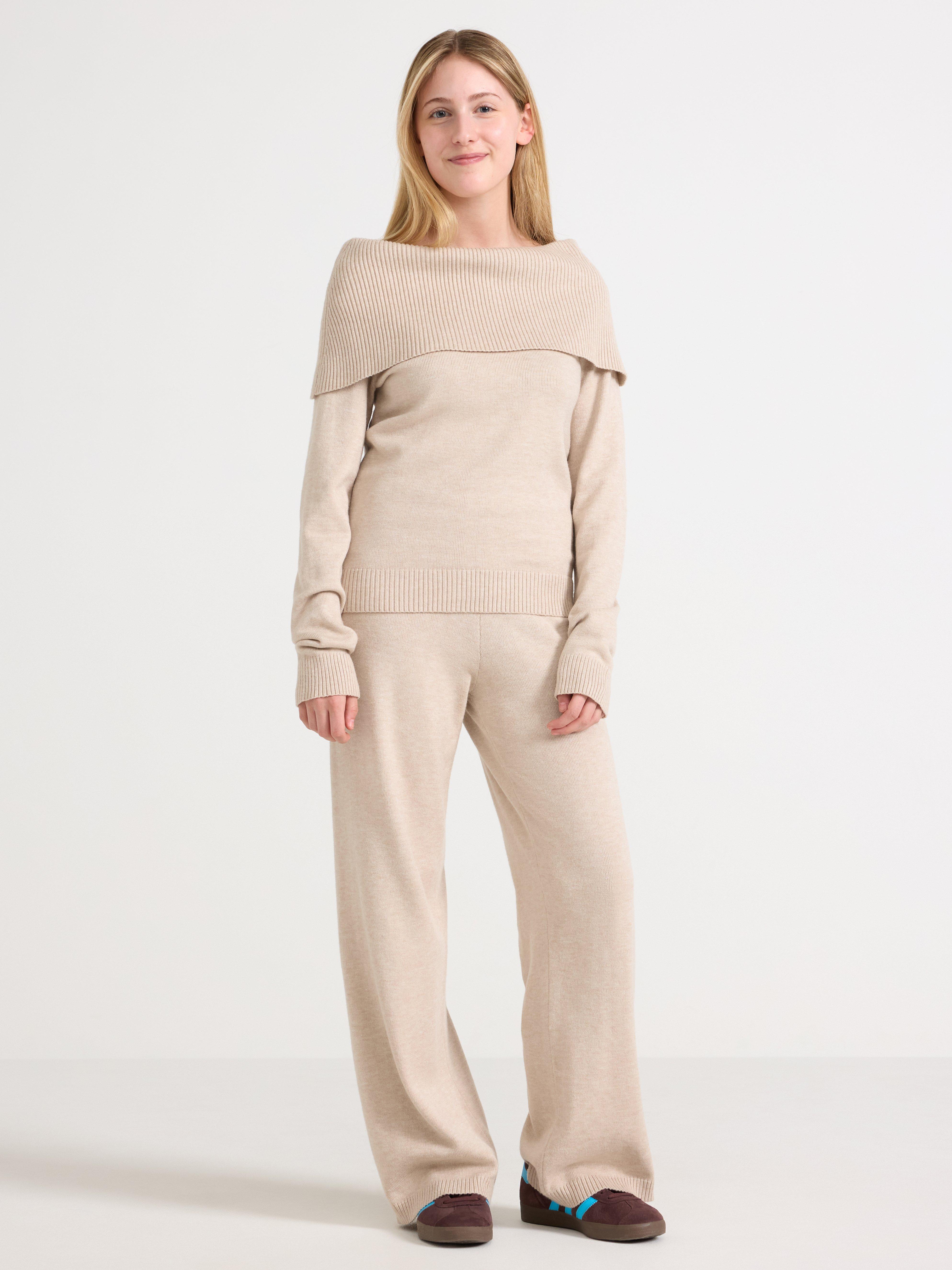 Genser med bare skuldre Beige melert