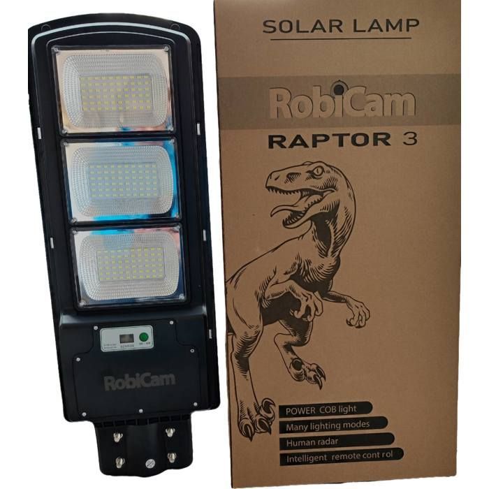 RobiCam Raptor 3 – Lampione stradale solare da 1200 W con rilevatore di movimento