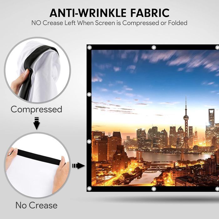 Écran de Projection Portable Pliable Extérieur 120 Pouces, 16: 9 HD, Plis Projection pour Vidéoprojecteurs, , Fête, Nuit de Cinéma