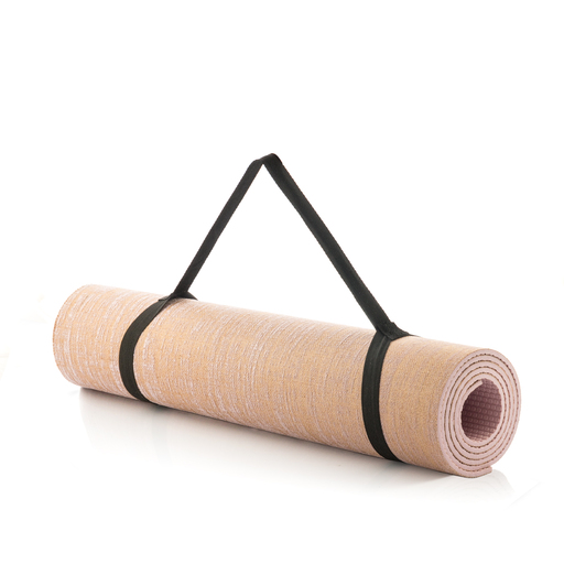 Yogamat, fitnessmat, jute, roze, 10 x 10 x 61 cm