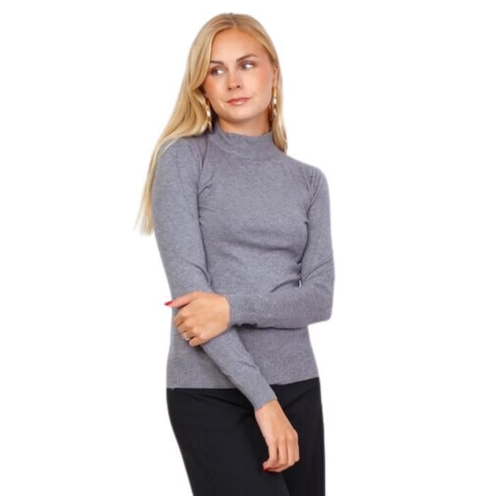 Jersey de mujer - VICTOR MOD - Gris - Cuello alto - Manga larga - Talla XL/XXL