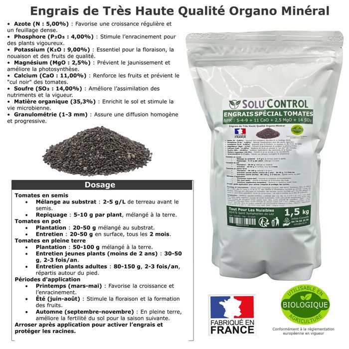 1,5 kg de fertilizante especial para tomates, berenjenas, pimientos y chiles - SoluControl - Fórmula organomineral de alta calidad - UAB