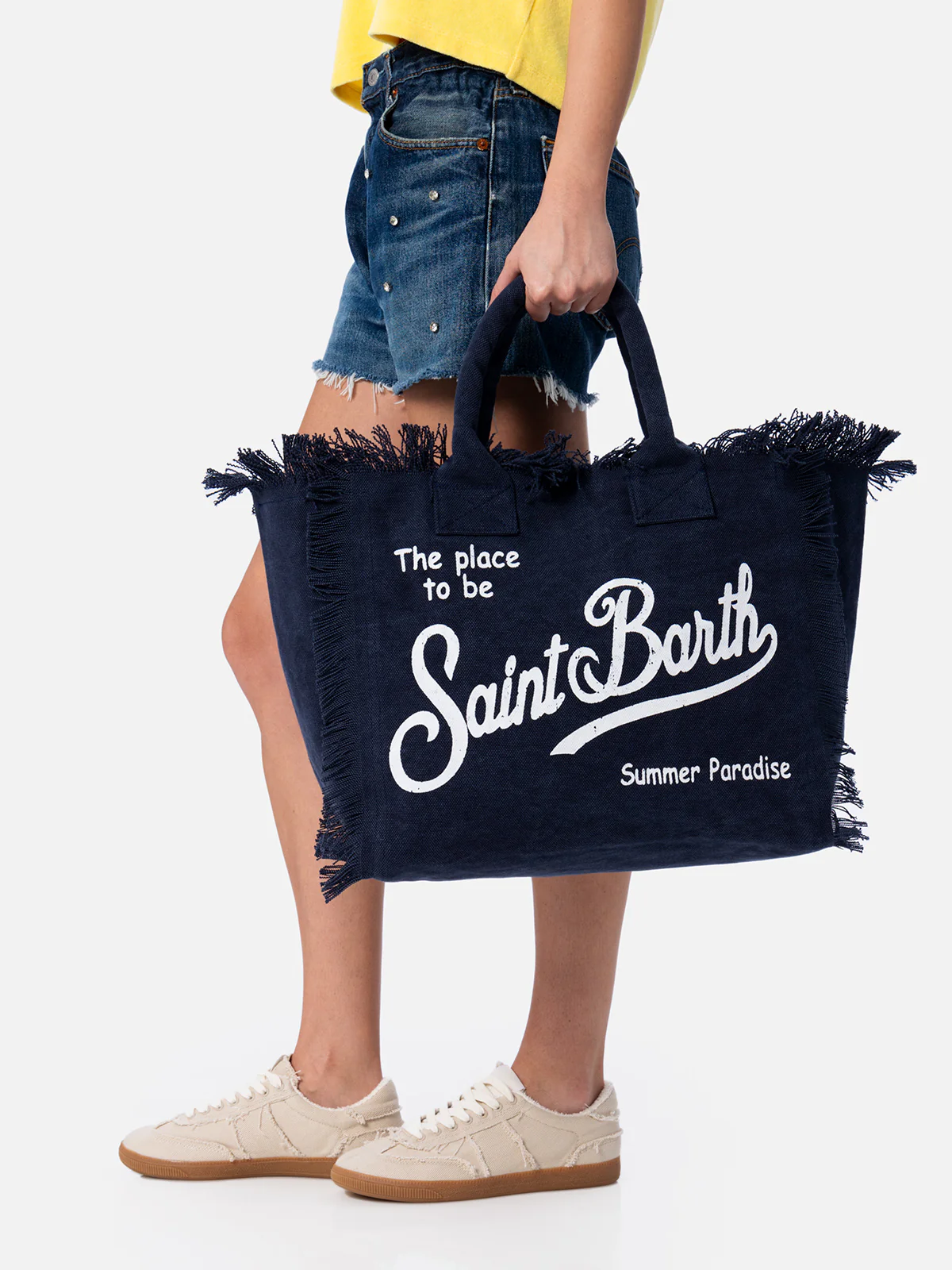 Navy Vanity Tote Bag- Durable Cotton for Beach, Travel, & Everyday Use | MC2 Saint Barth