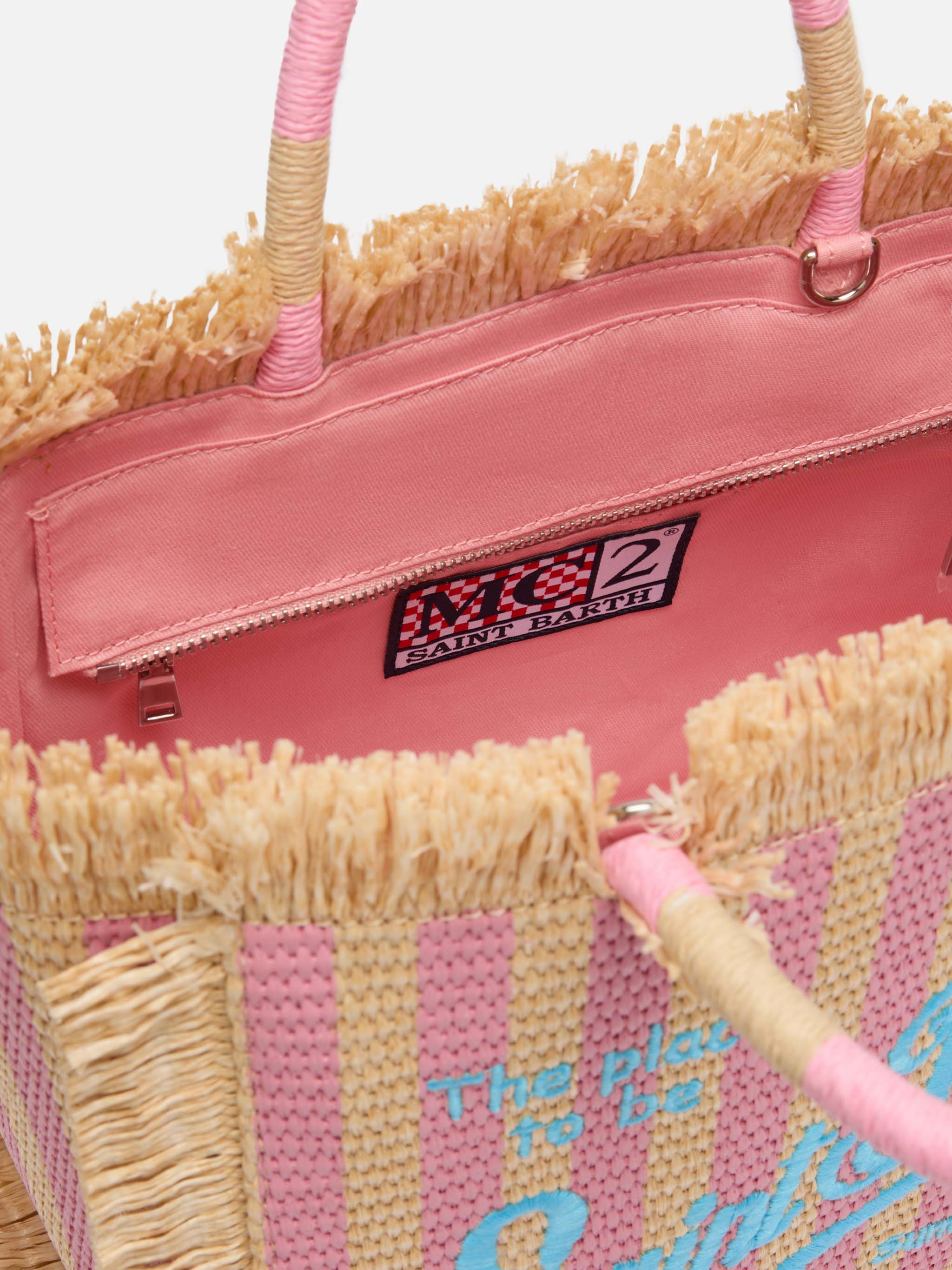 Colette tas met stro-effect en gestreepte print