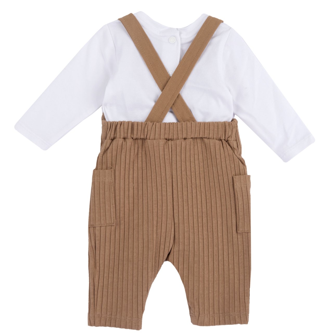 Geribbelde bodysuit en lange tuinbroek set