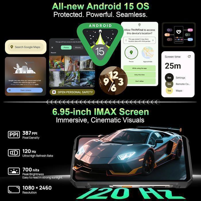 Smartphone resistente Ulefone Armor 33, 24 GB + 512 GB, 6,95