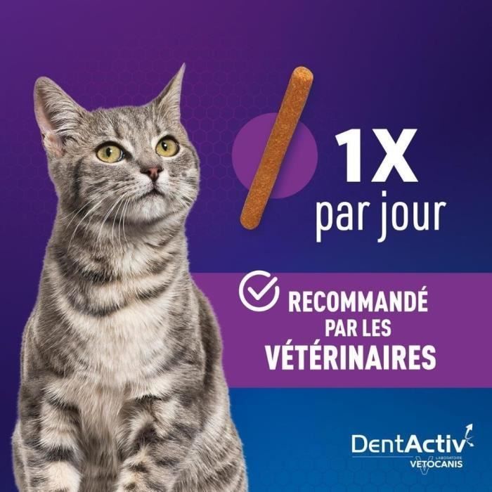 DentActiv - 10 barritas - VETOCANIS - Higiene bucal de res para gatos
