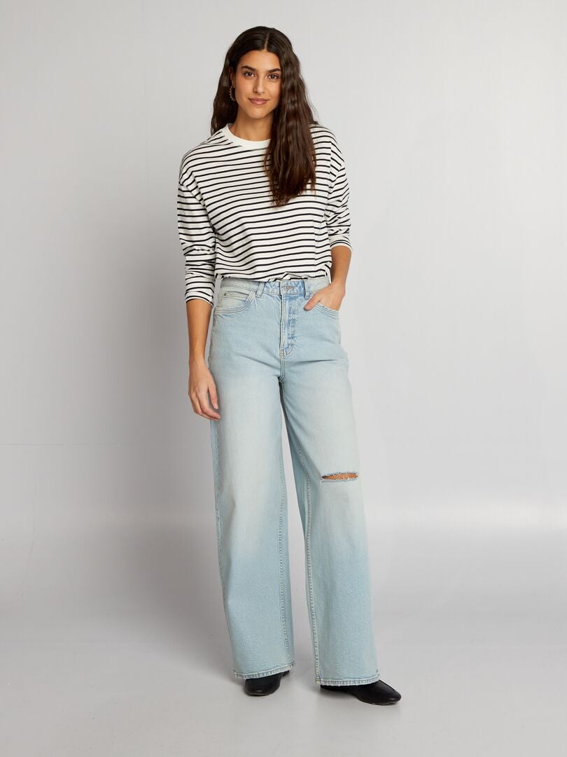 Calça jeans de perna larga - AZUL