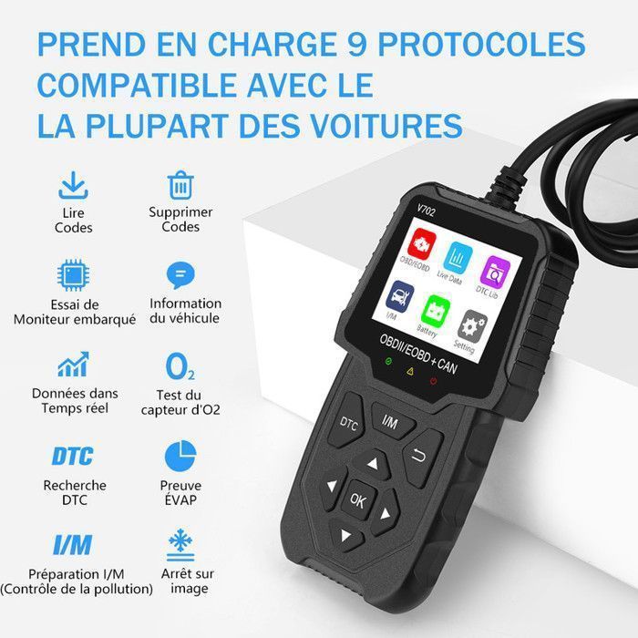 AWESAFE OBD2 Car Diagnostic Tool French Advanced Version Code Reader, scanner and error code (DTC) reader