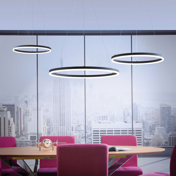Κρεμαστό φωτιστικό LED Titus, Ø 80 cm, ανθρακί