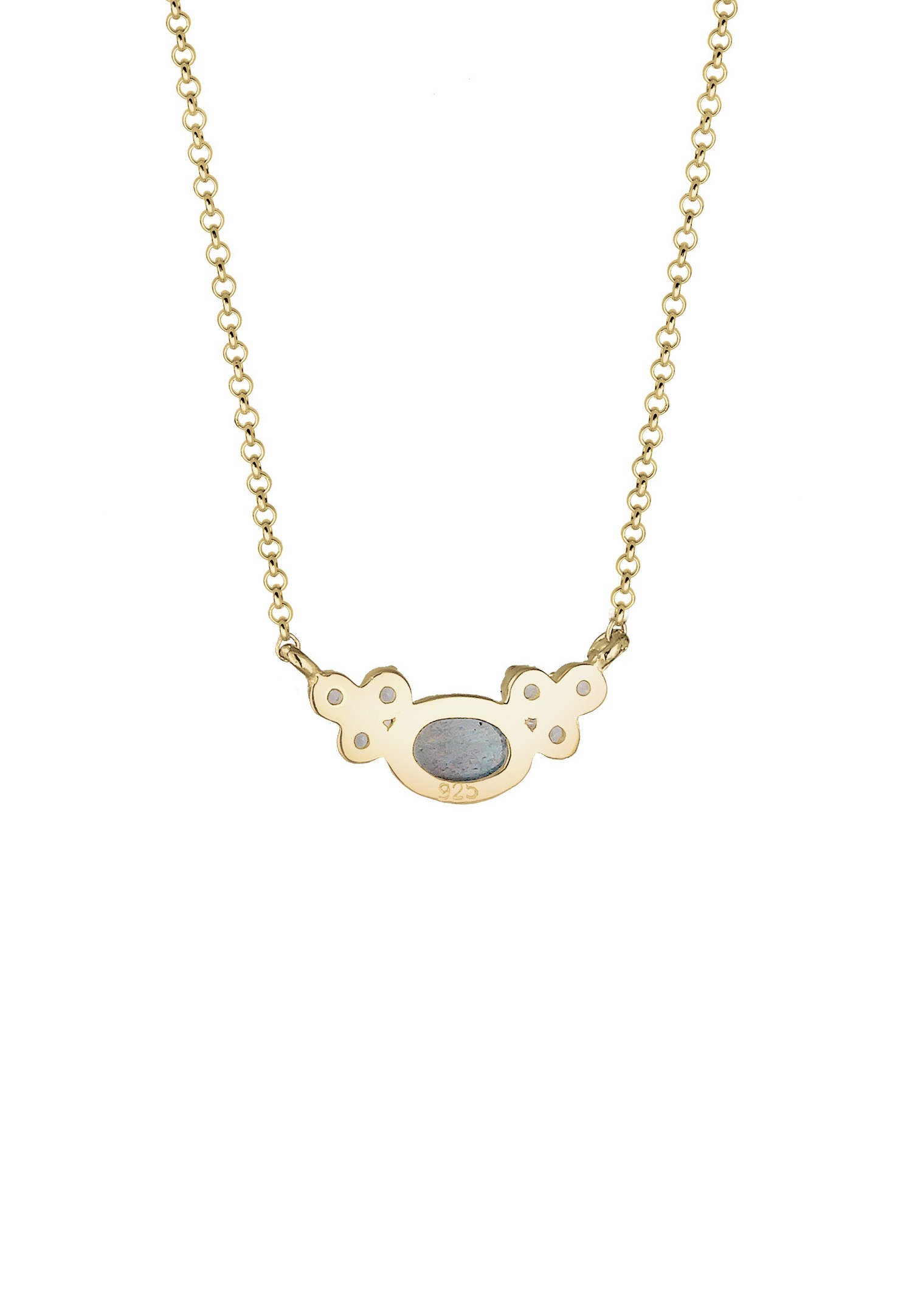 Elli Femmes collier à pois avec topaze et pierres précieuses labradorite en argent sterling 925 plaqué or