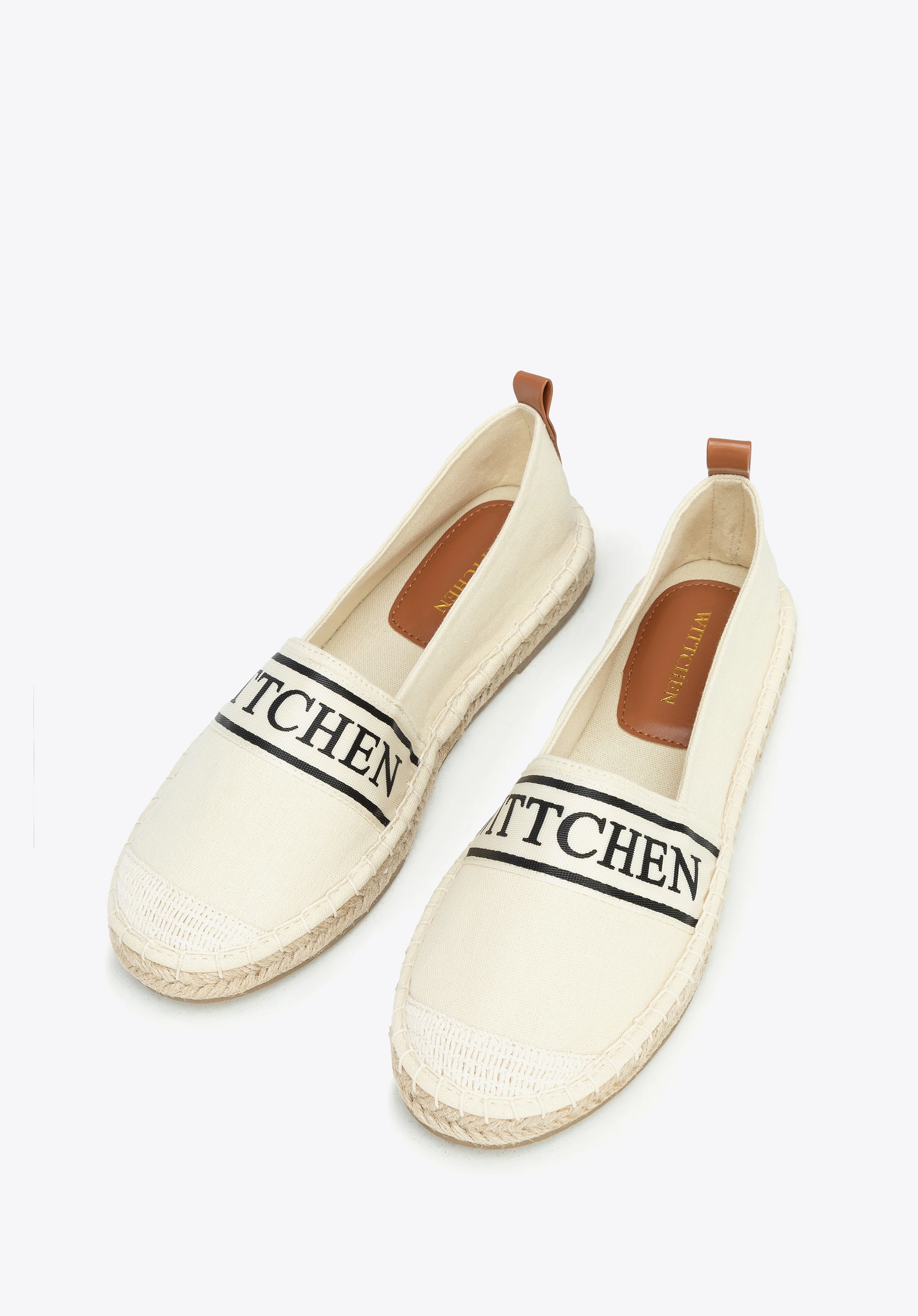 Damskie espadryle z lamówką z logo kremowe