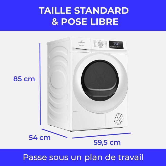 Tørketrommel med varmepumpe - CONTINENTAL EDISON - CESL7PCWE - 7 kg - 60 cm - Energiklasse E - Hvit