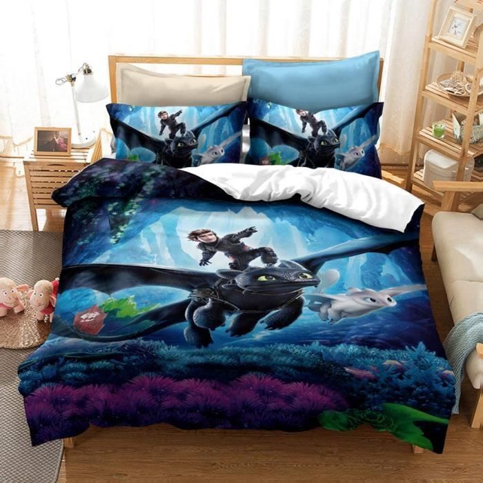 Funda nórdica infantil con diseño de dragones - 135x200cm - Microfibra suave y de fácil cuidado