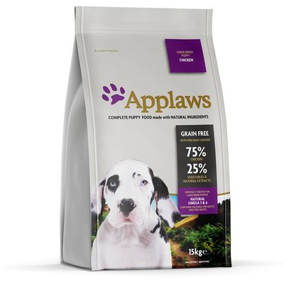 15 kg Applaws tørrfôr til valper/voksne hunder - 12 + 3 kg gratis!*