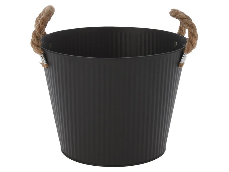 Doniczka metalowa z uchwytami 16,7 cm czarna